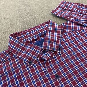David Donahue Red and Blue Plaid Dress Shirt